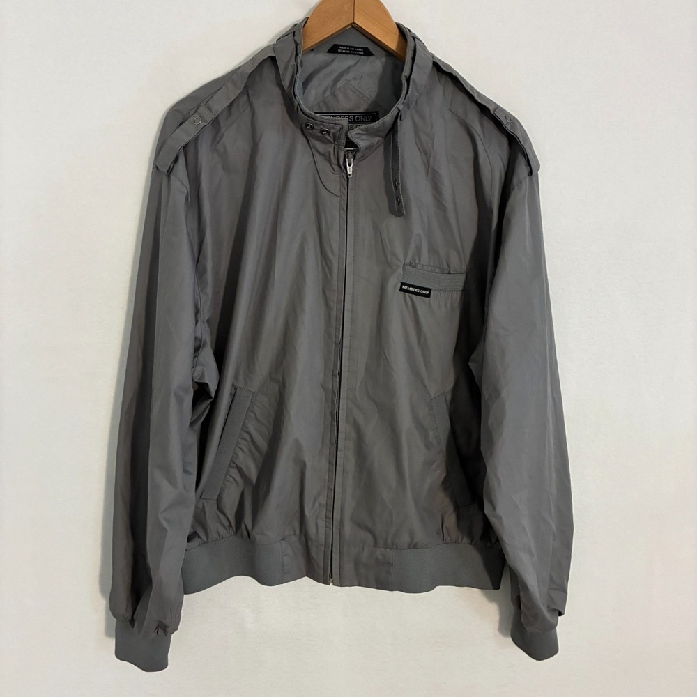 Vtg Members Only Jacket Mens L Full Zip Racer Bomber Windbreaker Moto Cafe Retro